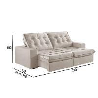 Sofá 2 Lugares Retrátil E Reclinável Martins M-165 Veludo Creme - 3