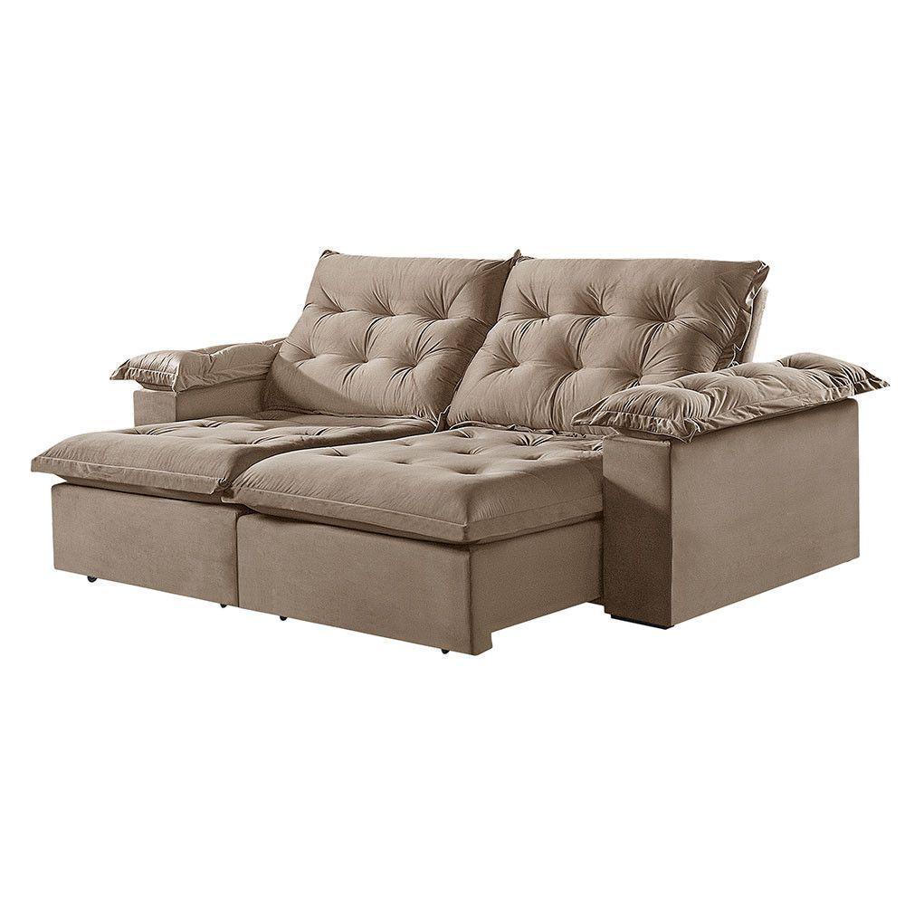 Sofá 2 Lugares Retrátil E Reclinável Martins M-147 Veludo Bege - 1