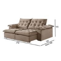 Sofá 2 Lugares Retrátil E Reclinável Martins M-147 Veludo Bege - 2