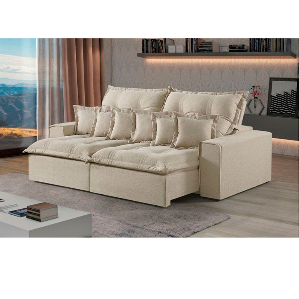 Sofá 2 Lugares Retrátil E Reclinável Linho M-144 Martins Creme - 2