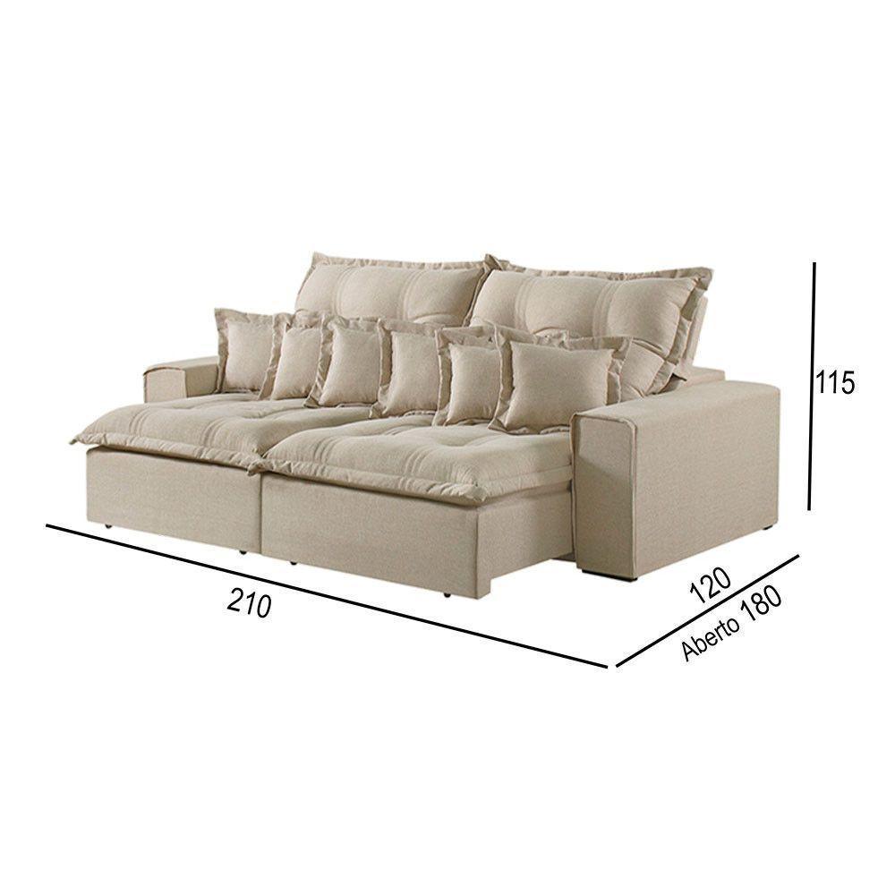 Sofá 2 Lugares Retrátil E Reclinável Linho M-144 Martins Creme - 3