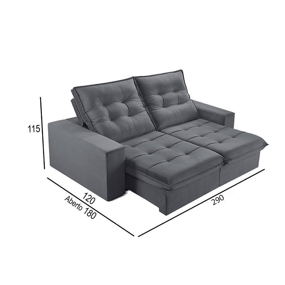 Sofá 5 Lugares Retrátil E Reclinável Martins M-166 Veludo Grafite - 3
