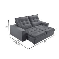 Sofá 5 Lugares Retrátil E Reclinável Martins M-166 Veludo Grafite - 3