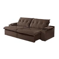 Sofá 3 Lugares Retrátil Martins M-163 Com Acessórios Veludo Marrom - 1