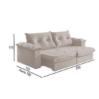 Sofá 4 Lugares Retrátil E Reclinável Martins M-164 Veludo Creme - 3