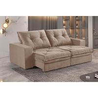 Sofá 3 Lugares Retrátil E Reclinável Martins M-163 Veludo Bege - 3