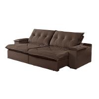 Sofá 4 Lugares Retrátil E Reclinável Martins M-163 Veludo Marrom - 1