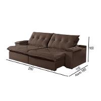 Sofá 4 Lugares Retrátil E Reclinável Martins M-163 Veludo Marrom - 3