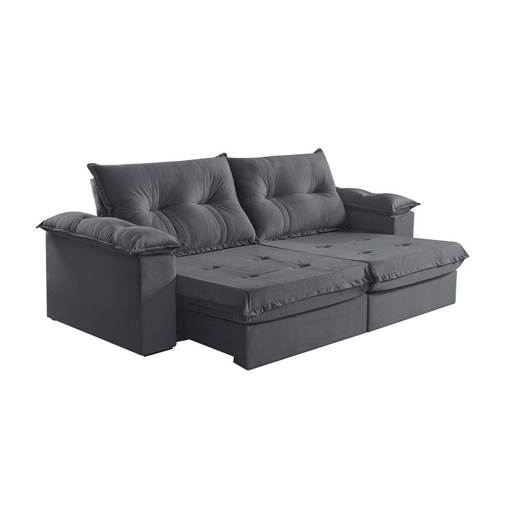 Sofá 2 Lugares Retrátil E Reclinável Martins M-164 Veludo Grafite - 1