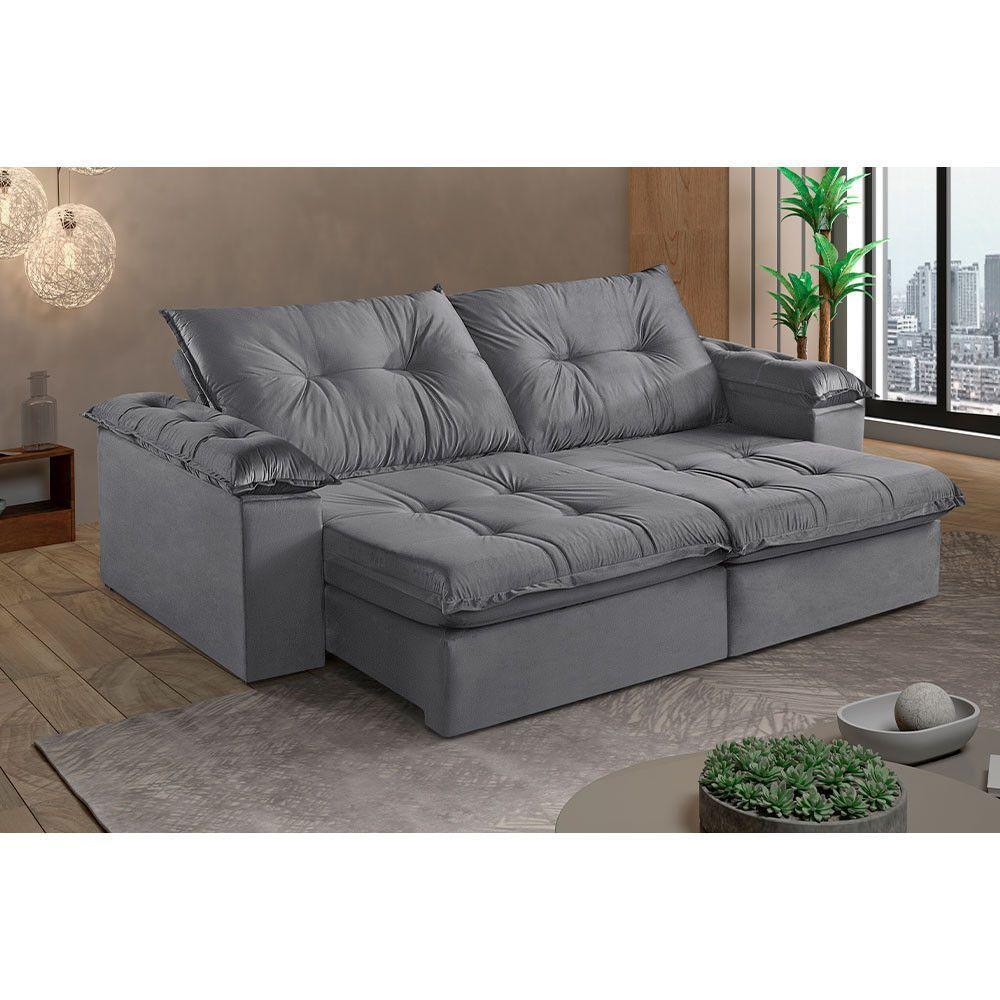 Sofá 2 Lugares Retrátil E Reclinável Martins M-164 Veludo Grafite - 2