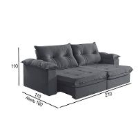 Sofá 2 Lugares Retrátil E Reclinável Martins M-164 Veludo Grafite - 3