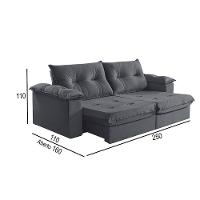 Sofá 4 Lugares Retrátil E Reclinável Martins M-164 Veludo Grafite - 3