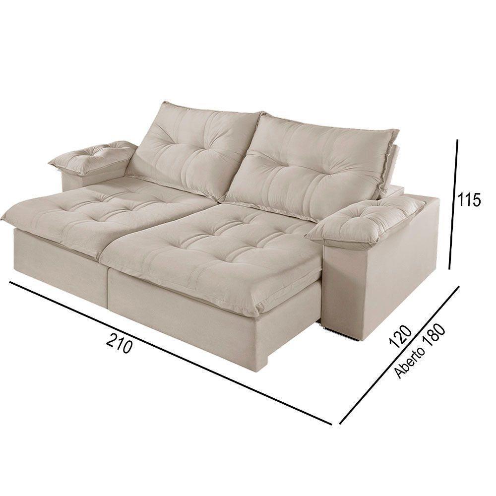 Sofá 2 Lugares Retrátil E Reclinável Martins M-183 Veludo Creme - 3