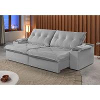 Sofá 3 Lugares Retrátil Martins M-163 Com Acessórios Veludo Cinza - 3