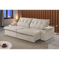 Sofá 3 Lugares Retrátil Martins M-163 Com Acessórios Veludo Creme - 3