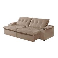 Sofá 2 Lugares Retrátil Martins M-163 Com Acessórios Veludo Bege - 1