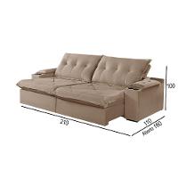 Sofá 2 Lugares Retrátil Martins M-163 Com Acessórios Veludo Bege - 3