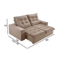 Sofá 4 Lugares Retrátil E Reclinável Martins M-165 Veludo Bege - 3