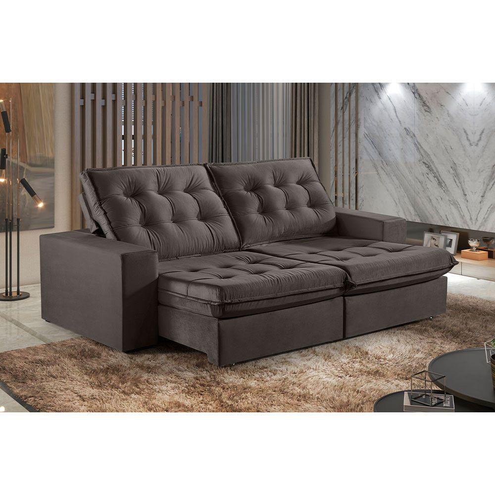 Sofá 2 Lugares Retrátil E Reclinável Martins M-165 Veludo Marrom - 2