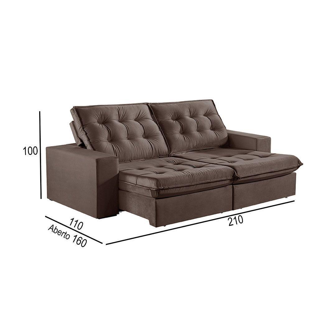 Sofá 2 Lugares Retrátil E Reclinável Martins M-165 Veludo Marrom - 3