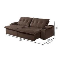 Sofá 4 Lugares Retrátil Martins M-163 Com Acessórios Veludo Marrom - 2