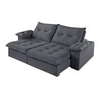 Sofá 3 Lugares Retrátil E Reclinável Martins M-183 Veludo Grafite - 1