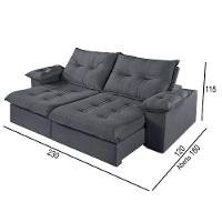 Sofá 3 Lugares Retrátil E Reclinável Martins M-183 Veludo Grafite - 3