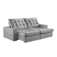 Sofá 3 Lugares Retrátil E Reclinável Martins M-165 Veludo Cinza - 1