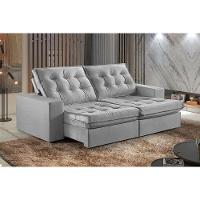 Sofá 3 Lugares Retrátil E Reclinável Martins M-165 Veludo Cinza - 2