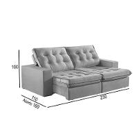 Sofá 3 Lugares Retrátil E Reclinável Martins M-165 Veludo Cinza - 3