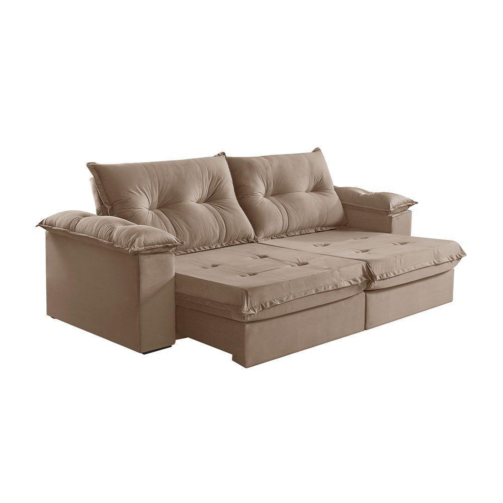 Sofá 4 Lugares Retrátil E Reclinável Martins M-164 Veludo Bege - 1