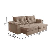 Sofá 4 Lugares Retrátil E Reclinável Martins M-164 Veludo Bege - 3