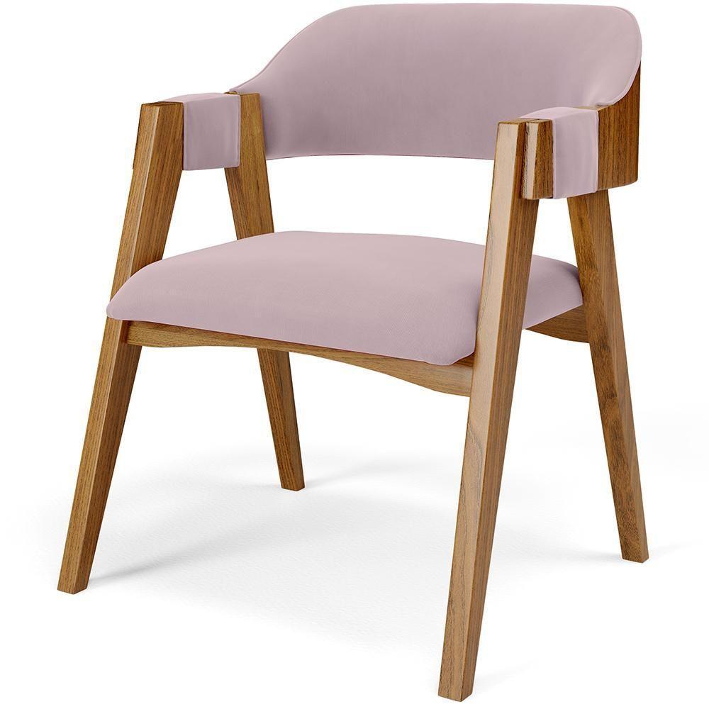 Cadeira Para Sala De Jantar E Estar Living Estofada Suran L02 Suede Rosê - Lyam - 1
