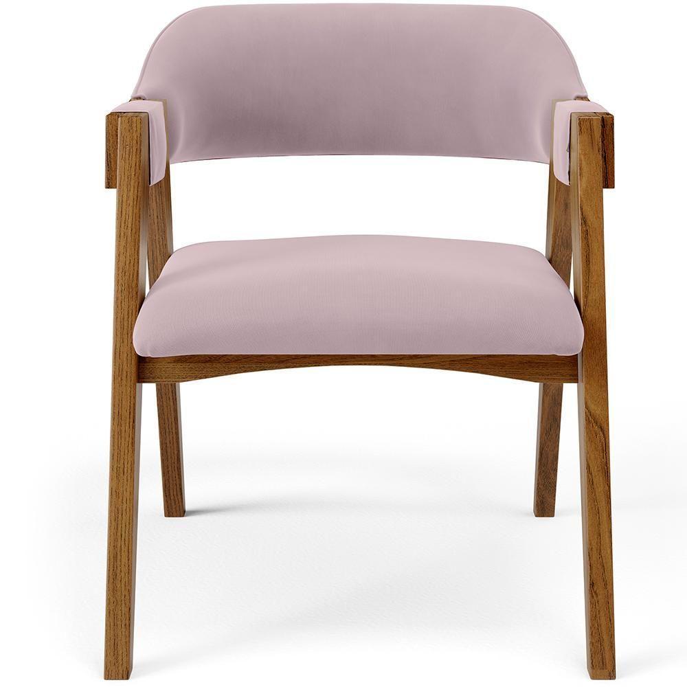 Cadeira Para Sala De Jantar E Estar Living Estofada Suran L02 Suede Rosê - Lyam - 5