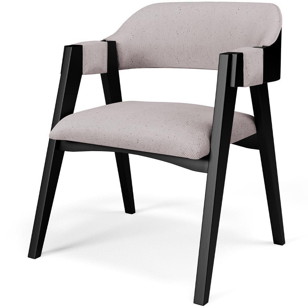 Cadeira Para Sala De Jantar Estar Living Estofada Suran L02 Preto Linho Bege - Lyam Decor - 1