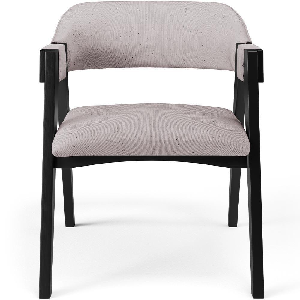 Cadeira Para Sala De Jantar Estar Living Estofada Suran L02 Preto Linho Bege - Lyam Decor - 5