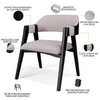 Cadeira Para Sala De Jantar Estar Living Estofada Suran L02 Preto Linho Bege - Lyam Decor - 7