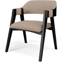 Cadeira Para Sala De Jantar Estar Living Estofada Suran L02 Preto Linho Bege Escuro - Lyam Decor - 1