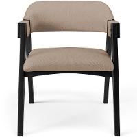 Cadeira Para Sala De Jantar Estar Living Estofada Suran L02 Preto Linho Bege Escuro - Lyam Decor - 5