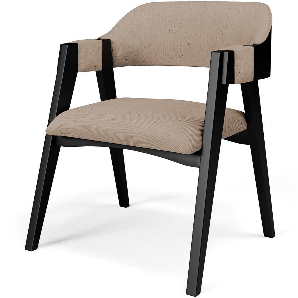 Kit 2 Cadeiras Sala De Jantar Estar Living Estofada Suran L02 Preto Linho Bege Escuro - Lyam Decor - 7