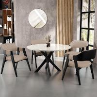 Kit 2 Cadeiras Sala De Jantar Estar Living Estofada Suran L02 Preto Linho Bege Escuro - Lyam Decor - 8