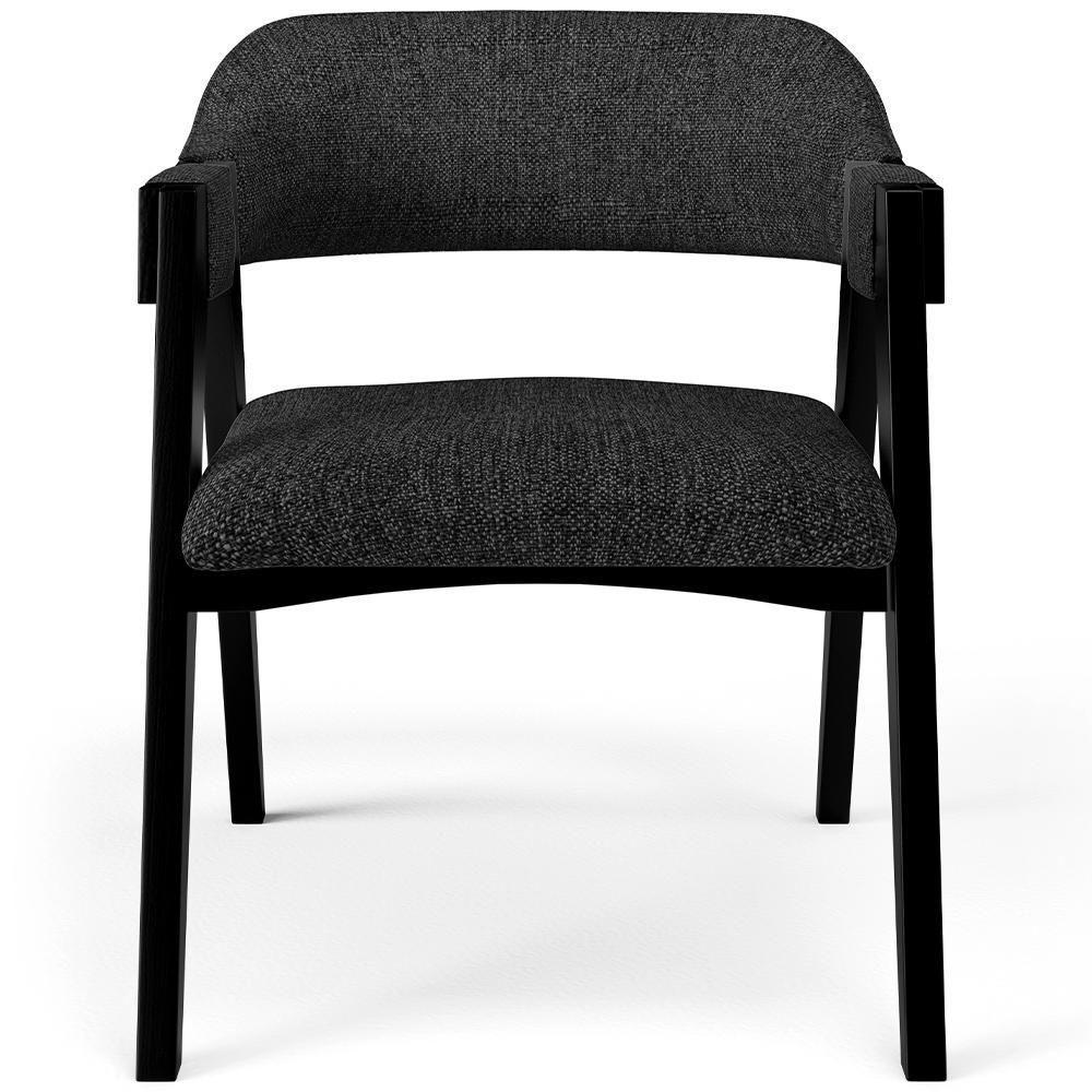 Cadeira Para Sala De Jantar E Estar Living Estofada Suran L02 Preto Linho Chumbo - Lyam - 3