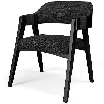 Cadeira Para Sala De Jantar E Estar Living Estofada Suran L02 Preto Linho Chumbo - Lyam