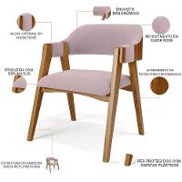 Mesa De Jantar Redonda Cora 120cm Off White M04 Com 04 Cadeiras Living Suran Suede Rosê - Lyam