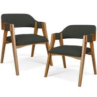 Kit 02 Cadeiras Para Sala De Jantar E Estar Living Estofada Suran L02 Linho Verde Musgo - Lyam - 1