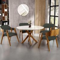 Kit 02 Cadeiras Para Sala De Jantar E Estar Living Estofada Suran L02 Linho Verde Musgo - Lyam - 8