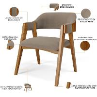 Mesa De Jantar Redonda Cora 120cm Off White M04 Com 04 Cadeiras Living Suran Bouclê Bege - Lyam - 10