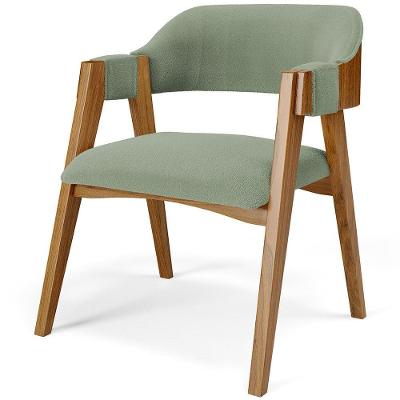 Cadeira Para Sala De Jantar E Estar Living Estofada Suran L02 Bouclê Oliva - Lyam