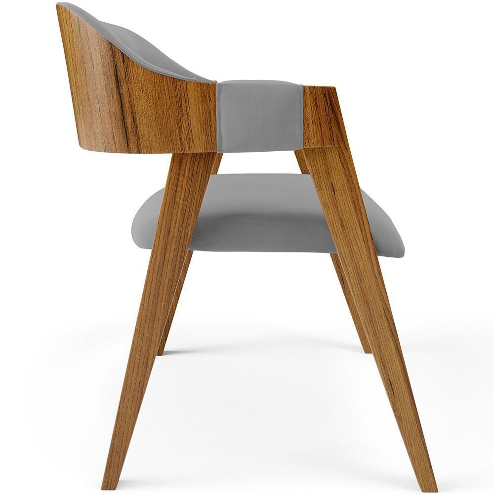 Kit 04 Cadeiras Para Sala De Jantar E Estar Living Estofada Suran L02 Suede Cinza - Lyam - 2