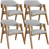 Kit 04 Cadeiras Para Sala De Jantar E Estar Living Estofada Suran L02 Linho Cinza - Lyam - 1